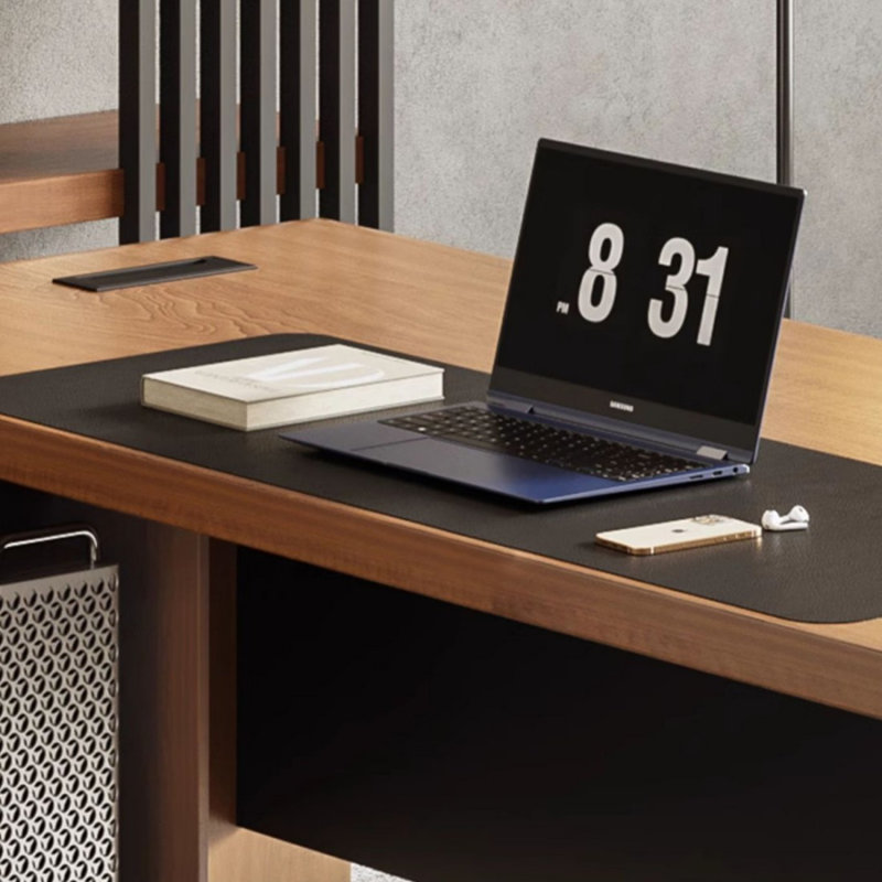 Bureau à 4 tiroirs brun noyer + bois massif rectangulaire noir + fer avec 4 tiroirs, H 29,53 po x l 62,99 po x P 31,5 po