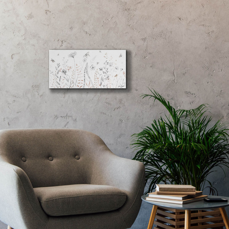  «Washy Wildflowers A» par Jean Plout, art mural sur toile, H 12 po x l 24 po x P 0,75 po