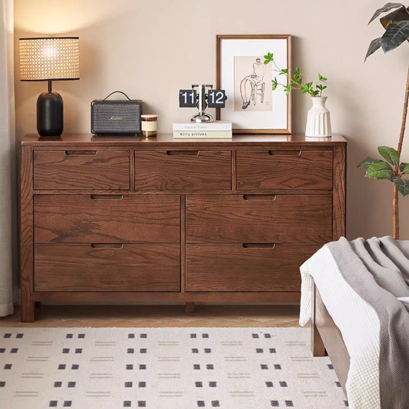 Armoire d'appoint en bois massif de couleur noyer noir