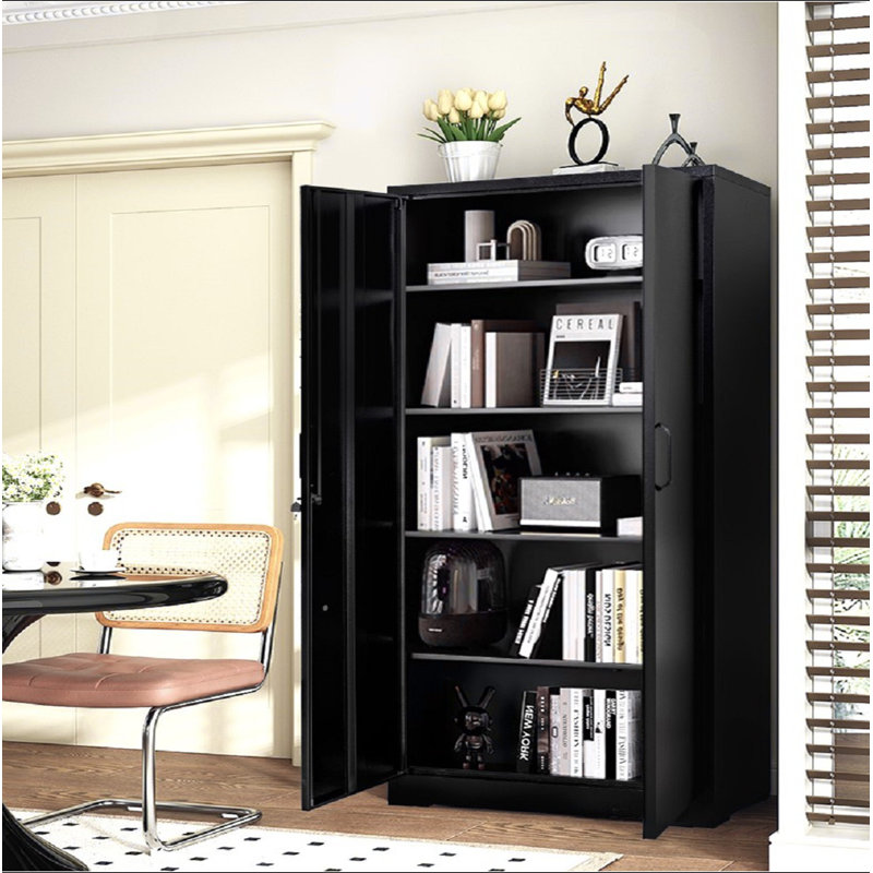 Armoire de rangement en métal 71 po avec portes verrouillables et 4 tablettes réglables, armoire en acier robuste pour garage, buanderie, bureau ou entrepôt