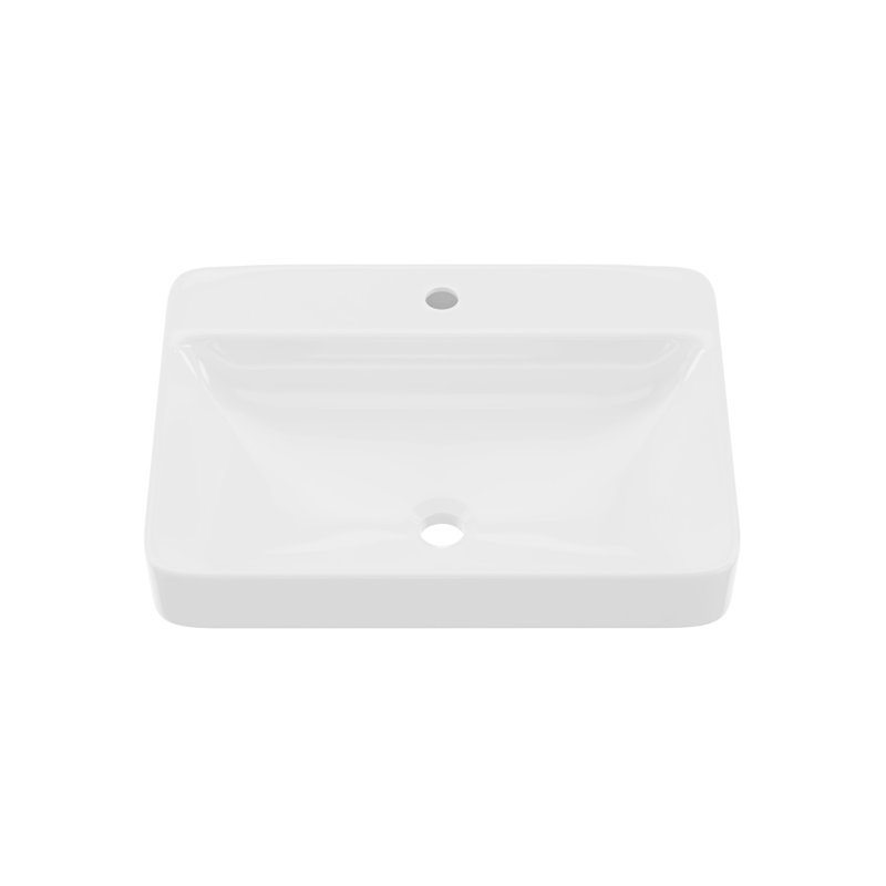 DeerValley 23.82" L x 18.9" W x 6.69" H White Rectangular Vitreous China Drop-in Bathroom Sink with Overflow