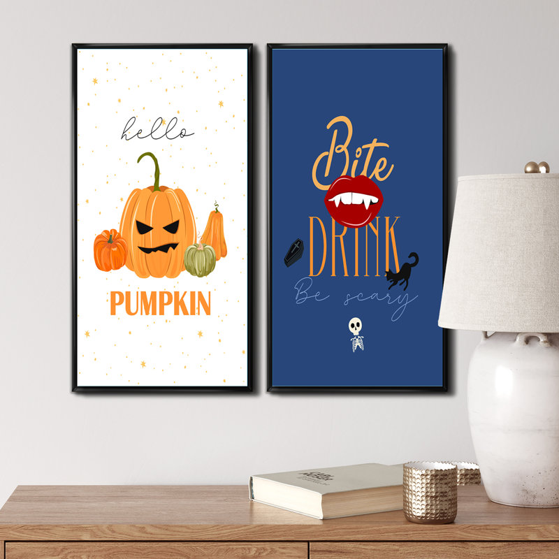 «Happy Halloween with Mystical Elements I», ensemble de 2 impressions, H 32 po x l 32 po x P 1 po, Cadre noir