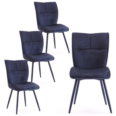 Chenille Upholstered Dining Chairs Metal Frame Side Chairs With Backrest For Kitchen Dining Room