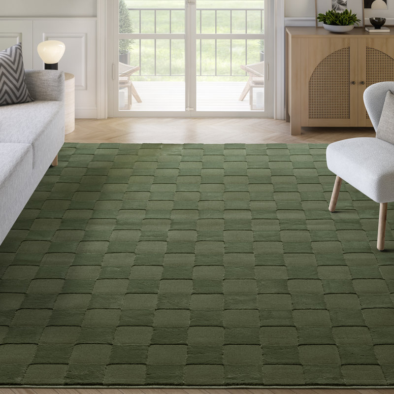 Abani Rugs Malynn PDE100A Machine Washable Forest Green Checker Area Rug, Rectangle 4' x 6'