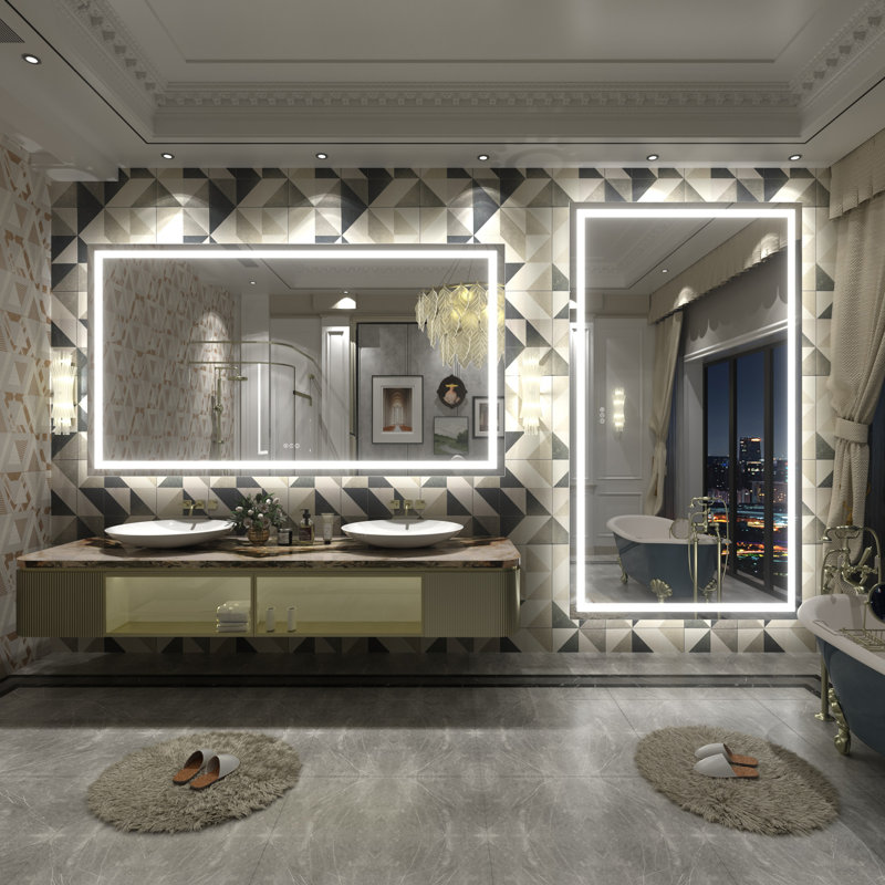 Wayfair Basics® UL Certified Front & Back LED Anti-Fog Tempered Glass Bathroom/Vanity Mirror with 3-Year Warranty, 68" x 38"