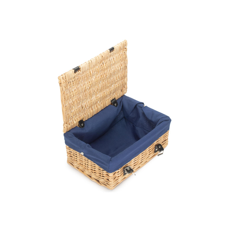 Lily Manor Wicker 14" Empty Hamper Basket with Lining, Natural/Navy