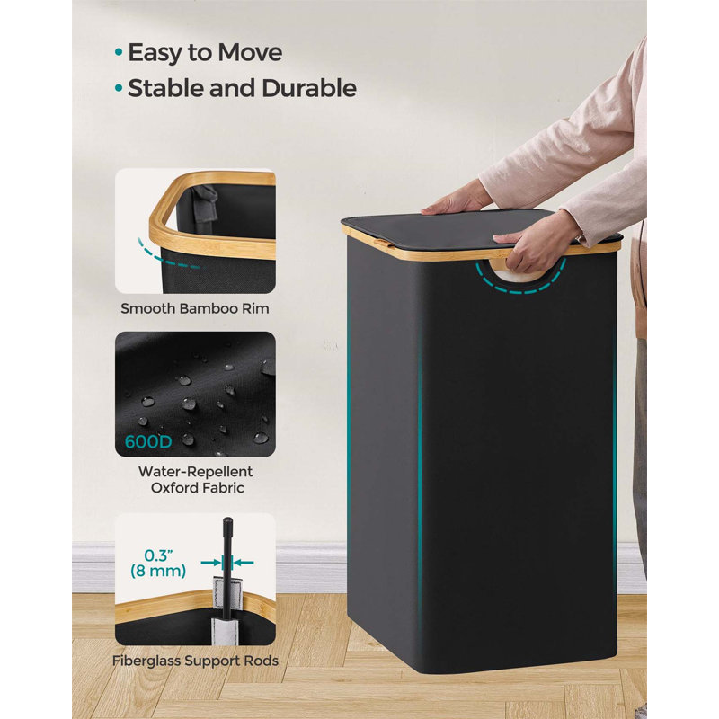 Bhargava Laundry Hamper with Handles, 70 x 52 x 38, Black