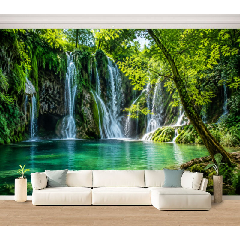 Papier peint adhésif auto-adhésif Akchour Waterfall Park, L 100 po x l 144 po