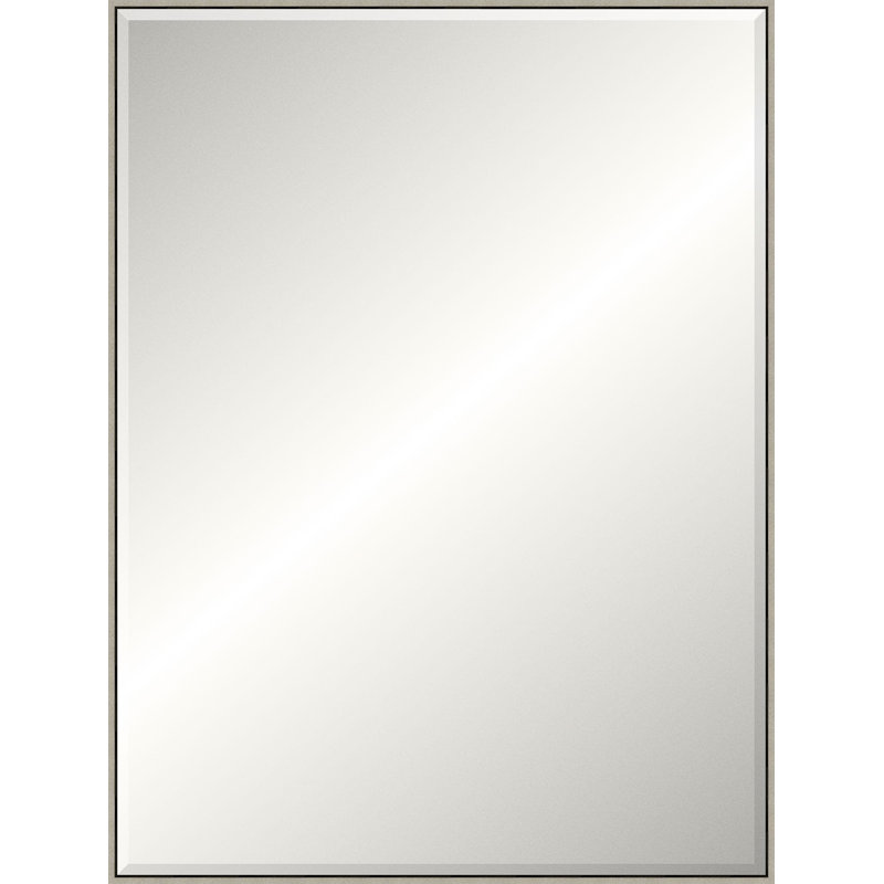 Floater 1 Solid Wood Beveled Mirror, 49.25" x 37.25", Gray, Rectangle