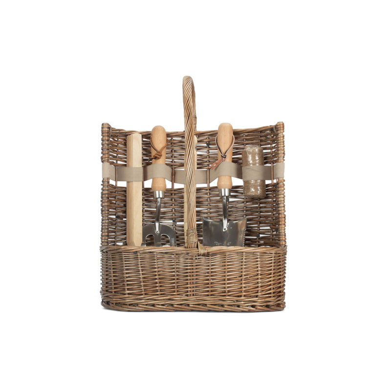 Large Deluxe Garden Tool Wicker Basket, 34cm H x 27cm W x 14cm D
