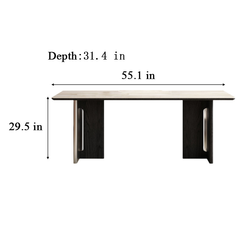 Wenola rock slab rectangular dining table, 29.5”H x 55.1”L x 31.4”W