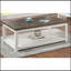 Table basse brune de style campagnard avec plateau de table rectangulaire 1 pièce et roulettes