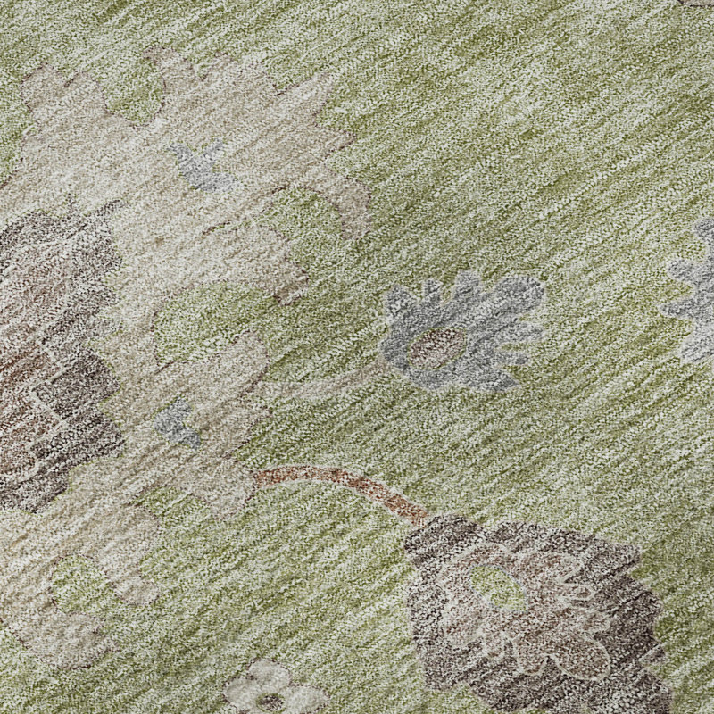 Premium Machine Washable Prisco Aloe Rug, Rectangle 1'8" x 2'6"