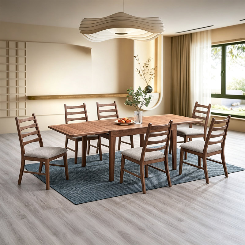 Chaise de salle à manger à dossier échelle en tissu gris