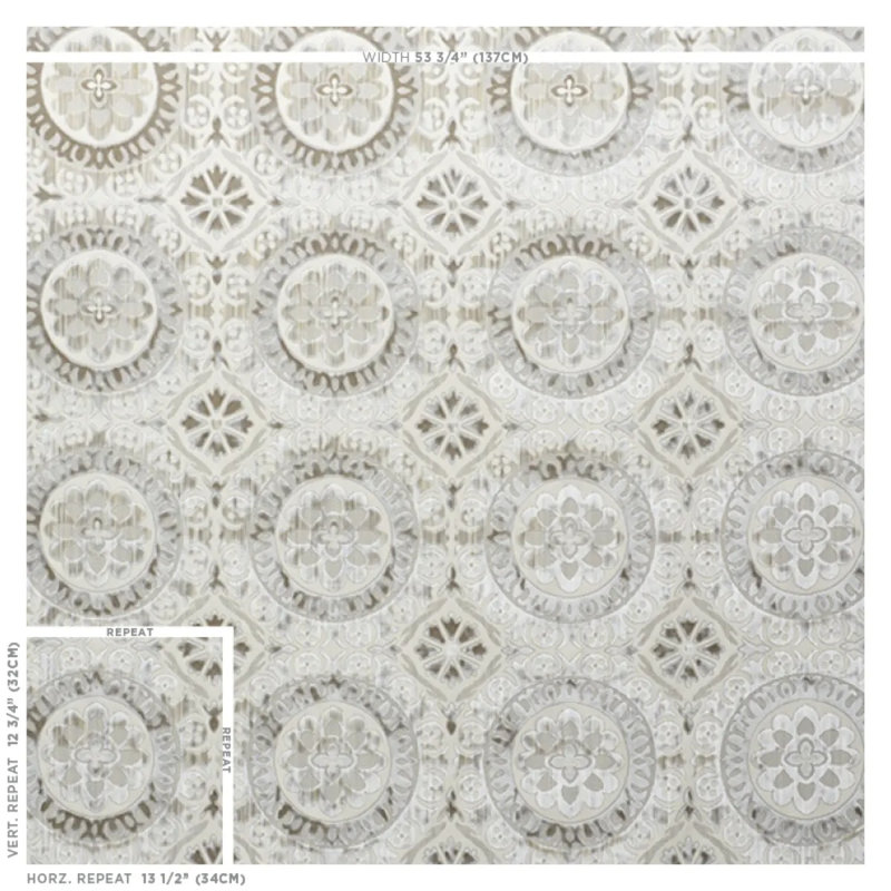 Suzani Strie Velvet Fabric, Pearl