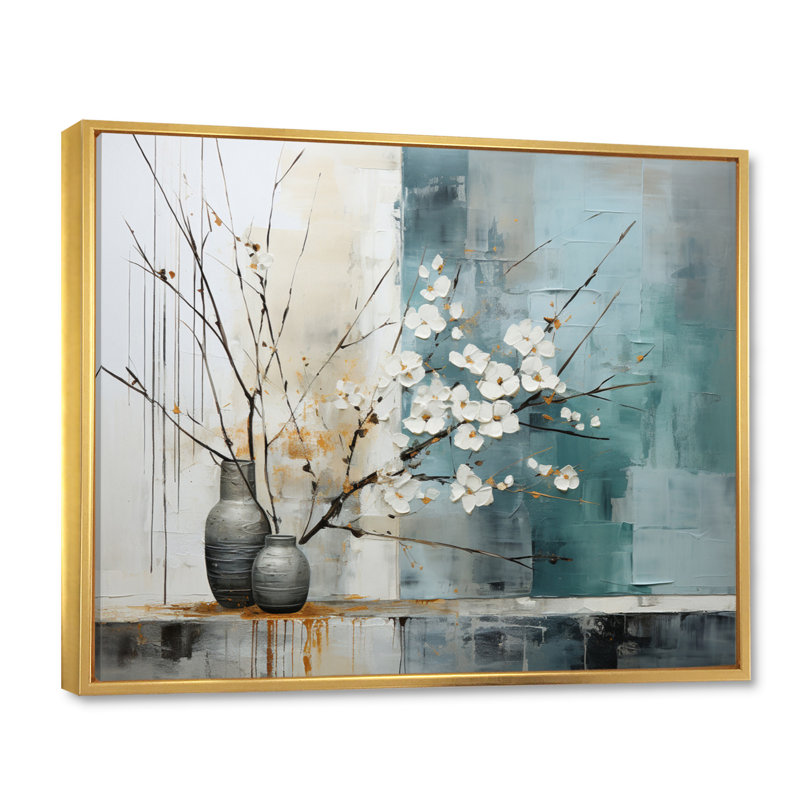 Malamud subtile sérénité II sur toile, H 16 po x l 32 po x P 1 po, Cadre flottant doré