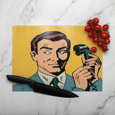 phone style pop art retro Designer Glass Chopping Board