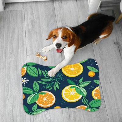 Bold Citrus Patterns - 1 Piece Bone Shape Feeding Mat
