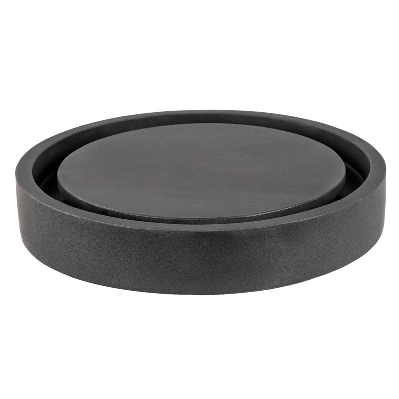 Eden Bath Infinity 18'' Stone Circular Bathroom Sink, Honed Black