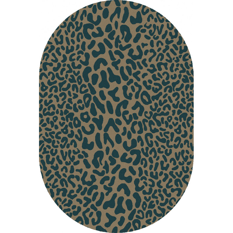 Tapis bleu sarcelle en laine touffeté à la main Elsberry, Ovale de 6 pi x 9 pi