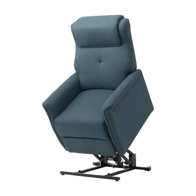 31" Wide Upholstered Lift Assist Power Glider Recliner, Blue 100% Polyester
