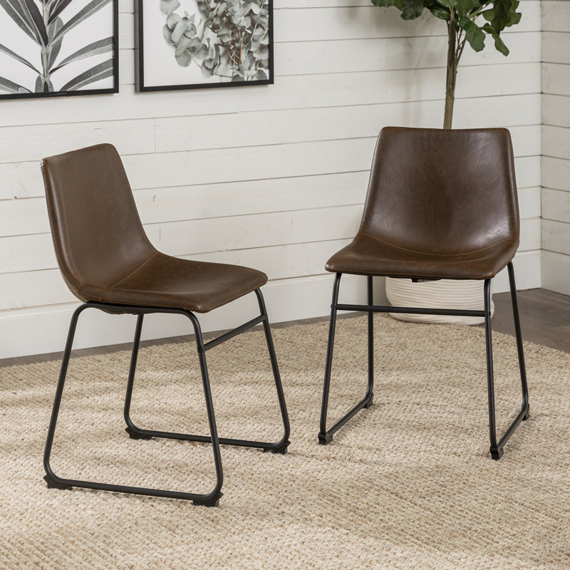 Chaise d'appoint rembourrée Bailey, Similicuir brun