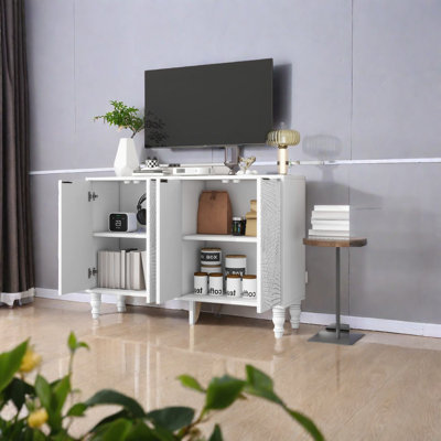 Meuble télé moderne en bois, matériau en bois aggloméré, espace de rangement réglable pour le salon
