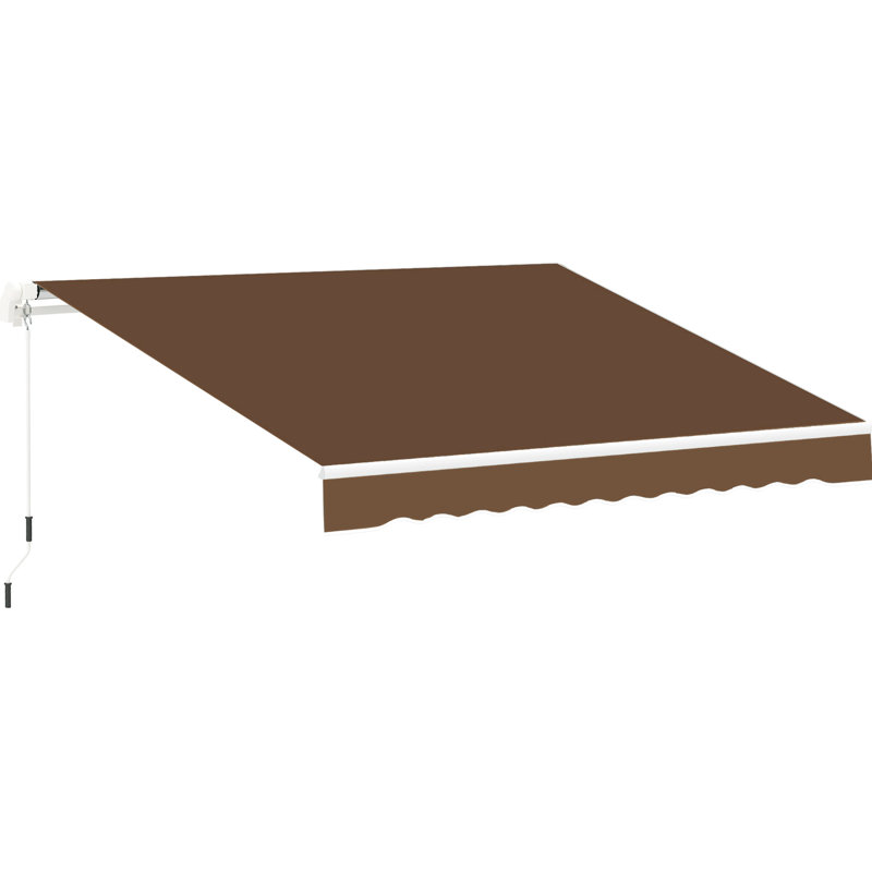 13' X 8' Balcony Awning, & Water-, Manual Crank, Coffee Brown For Deck Patio Glorious Sunshade Awning 13'X8', Aluminum Frame, Style