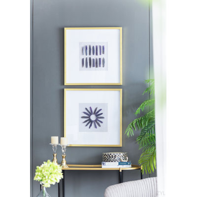 23.5“ X 23.5" Grace Purple Agate Shadow Boxes Wall Art, Set Of 2