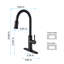 Robinet de cuisine extractible à jet - Acier inoxydable noir mat: buse rotative à 360 °, finition de traitement antirouille, mécanisme de réglage de la sortie d'eau à poignée simple avec acier noir, rotatif-513471482