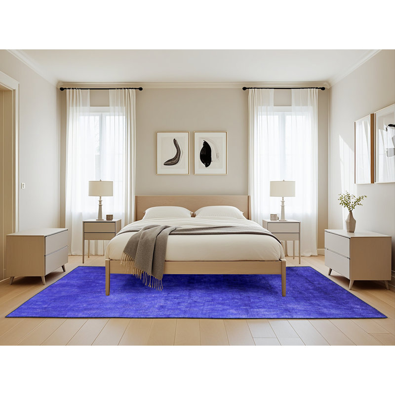 Tapis abstrait bleu, Rectangle de 5 pi x 8 pi