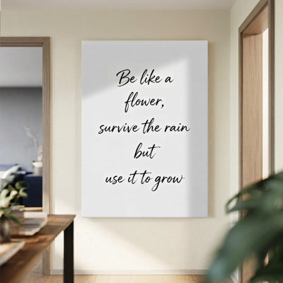«Survive the Rain», impression inspirante sur toile - Calligraphie florale élégante