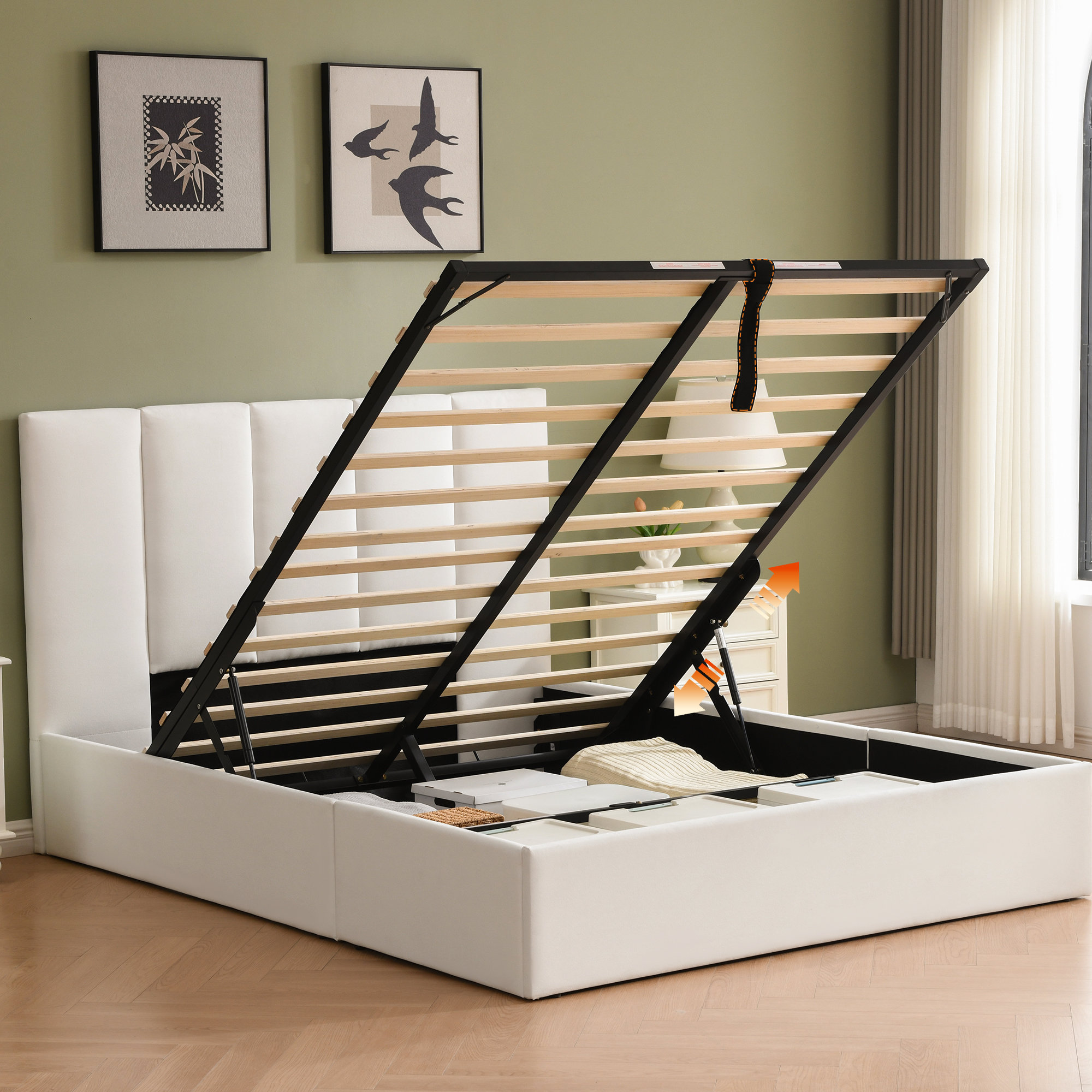 Juanetta Hydraulic Lift Up Storage Upholstered Platform Bed