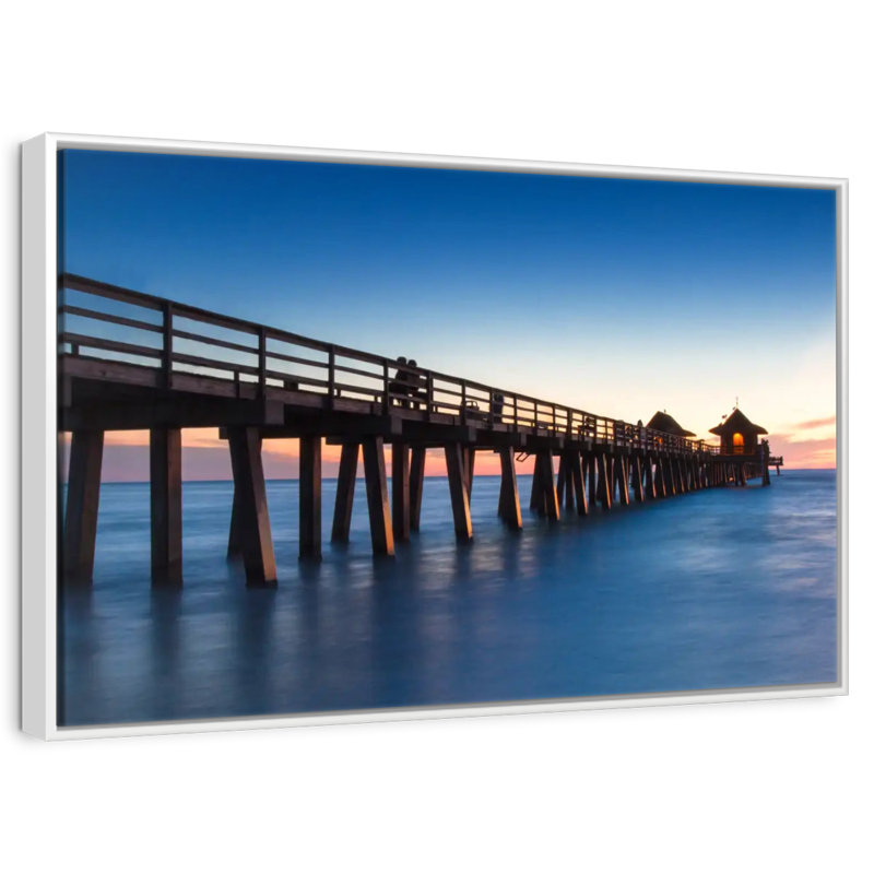 Naples Beach Pier, Cadre flottant blanc, 31 po x 21 po