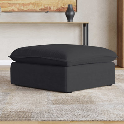Fairford Upholstered Linen Velvet Slipcovered Ottoman