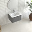 24-Inch Wall Mounted Bathroom Vanity In Grey, Featuring White Ceramic Integrated Basin, 45 Angled Handle, Soft-Close Drawer, Waterproof Structure, Ample Storage For Toiletries, American Style, Easy-1126164535