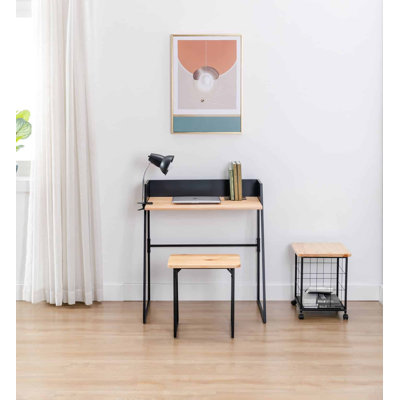 Aero 2 Piece Solid Wood Writing Desk Office Set with Chair