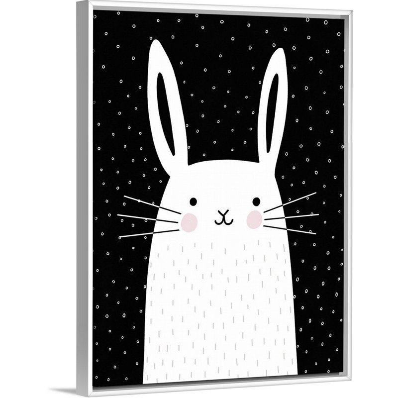 Art de lapin à motifs mixtes Shaugnessy, H 16 po x l 12 po x P 1,75 po, Cadre flottant blanc