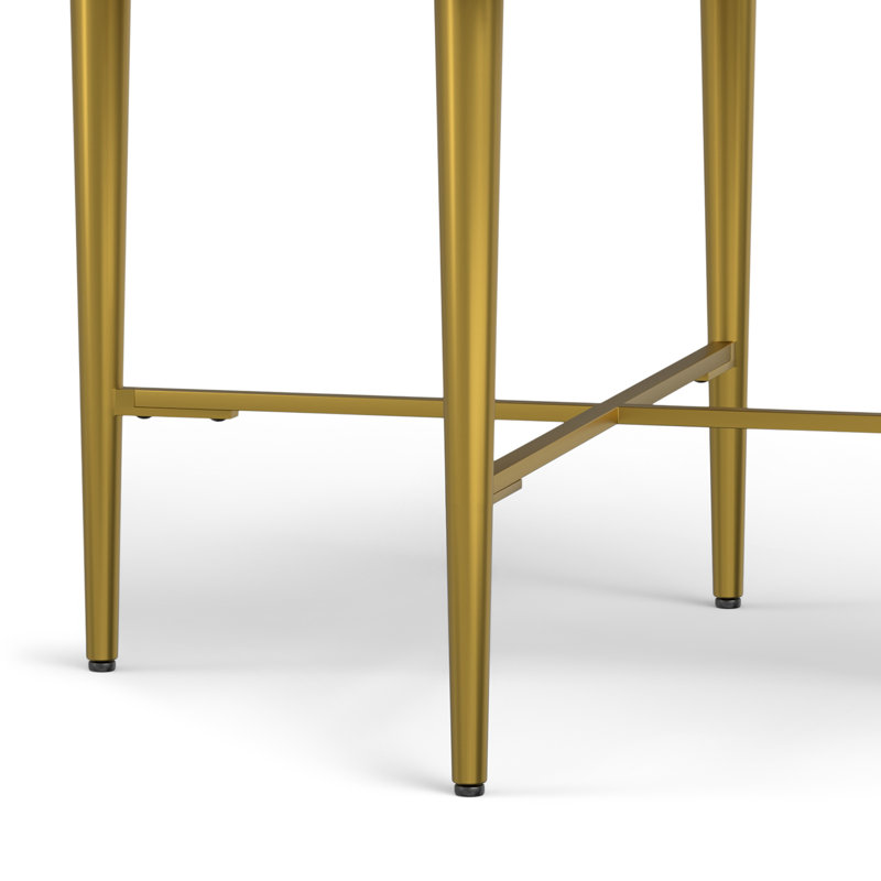 Natural Mango Wood and Gold Metal Square End Table with Storage