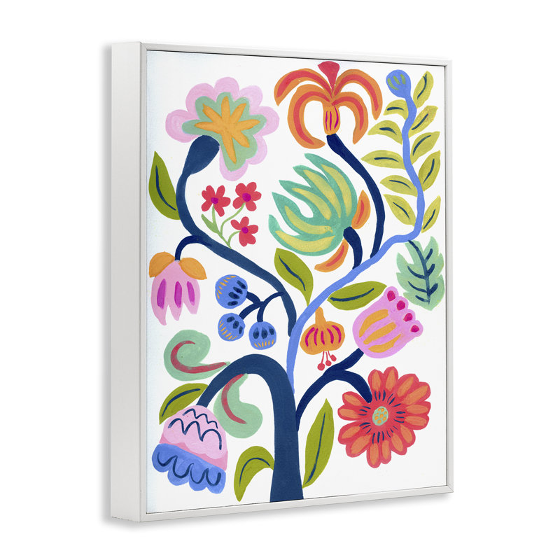 Estampe numérique Boho Blue Tree, par Suzanne Allard, Giclée encadrée blanc bord de mer, H 20 po x l 16 po