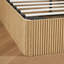 King Wooden Lift‑Up Storage Bed Frame, Corrugated Curved Headboard, Hydraulic Underbed Storage, No Box Spring Needed, Oak-1301504242-1301504245