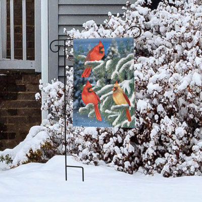 Winter Cardinal Trio Garden Flag