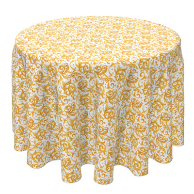 Round Floral Cotton Twill Tablecloth