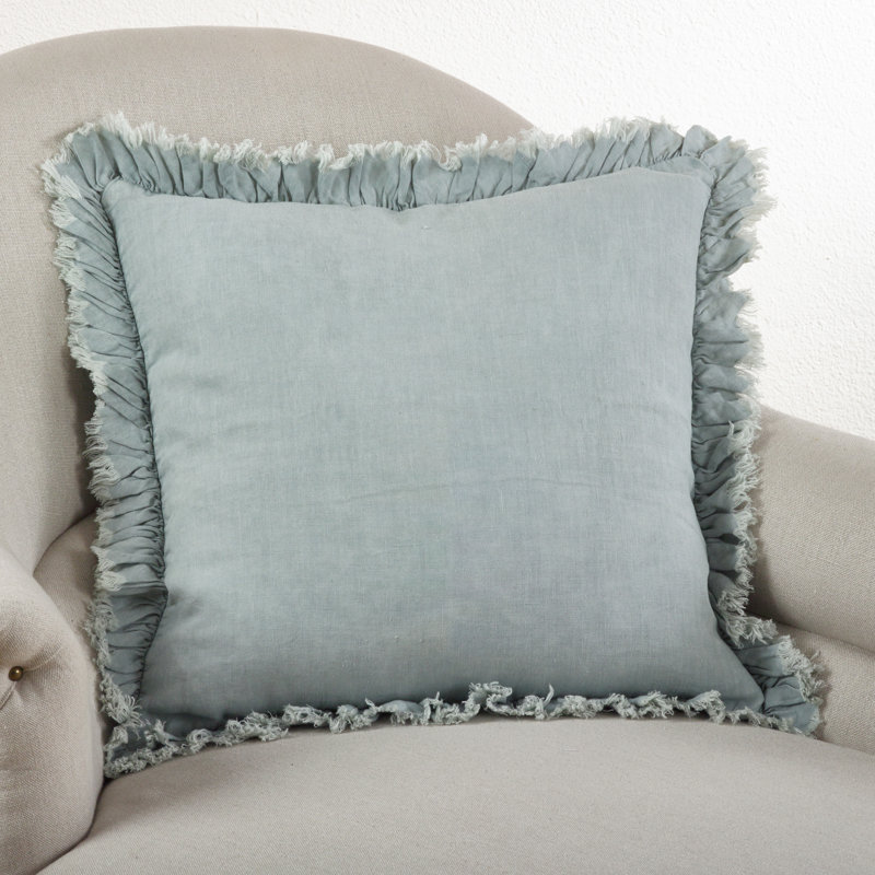 Housse et insert de coussin carré Leona, Gris bleu, H 24 po x l 24 po