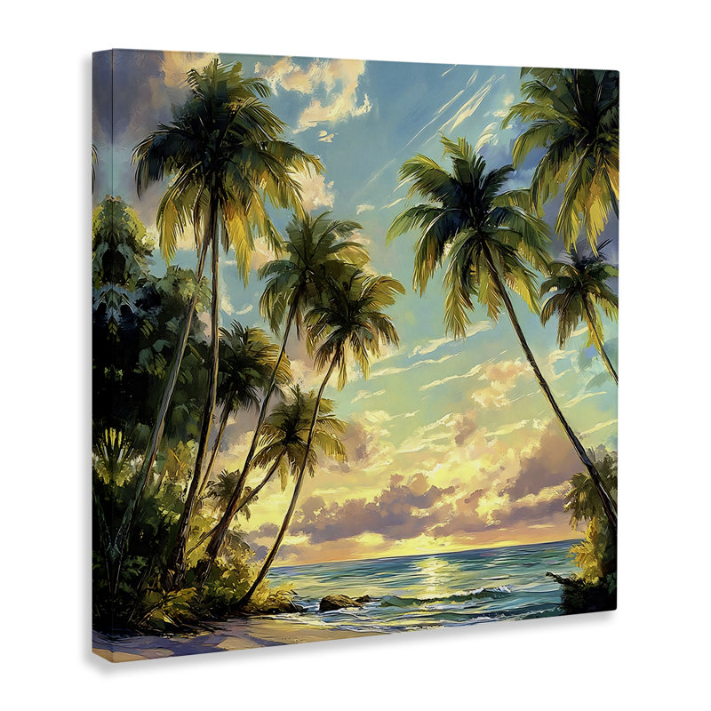 Coucher de soleil sur la plage, art mural sur toile, par LSR Creative Studio, H 30 po x l 30 po