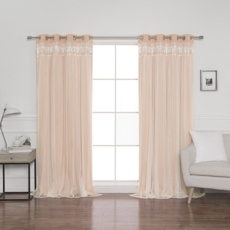 Loar Room Darkening Thermal Curtain Panels, Peachy Pink, 52" W x 84" L