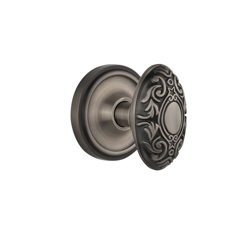 Rosette classique avec bouton de porte victorien, Étain antique, 2,375 po