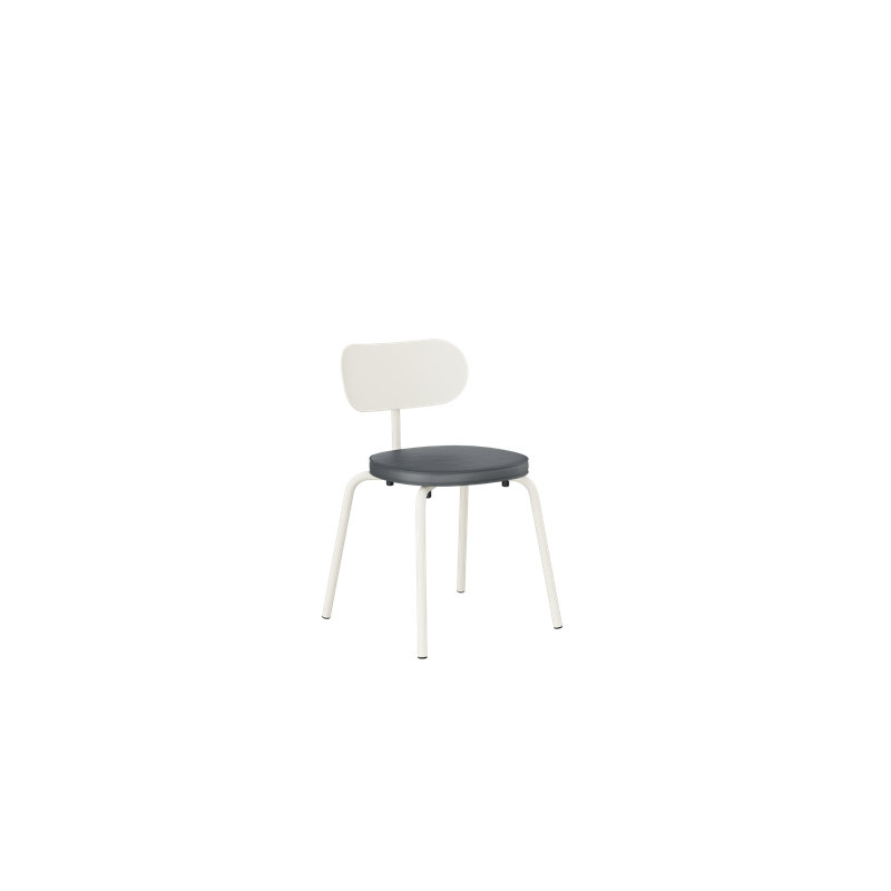 Chaise d'appoint en métal Khylia, Siège gris / base en aluminium blanc