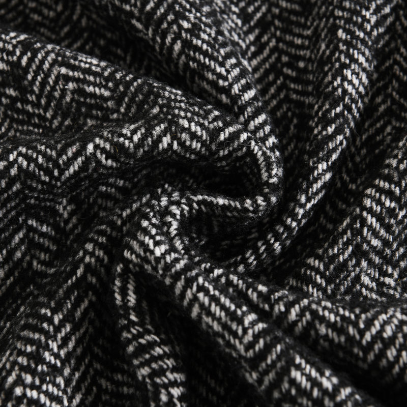 Housses de coussin réversibles en laine à chevrons en laine, Noir, H 20 po x l 20 po