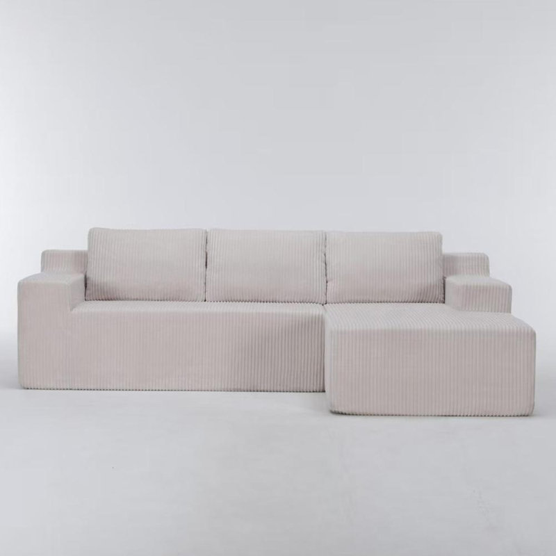 Modular L Shaped Sectional Sofa, Beige Corduroy
